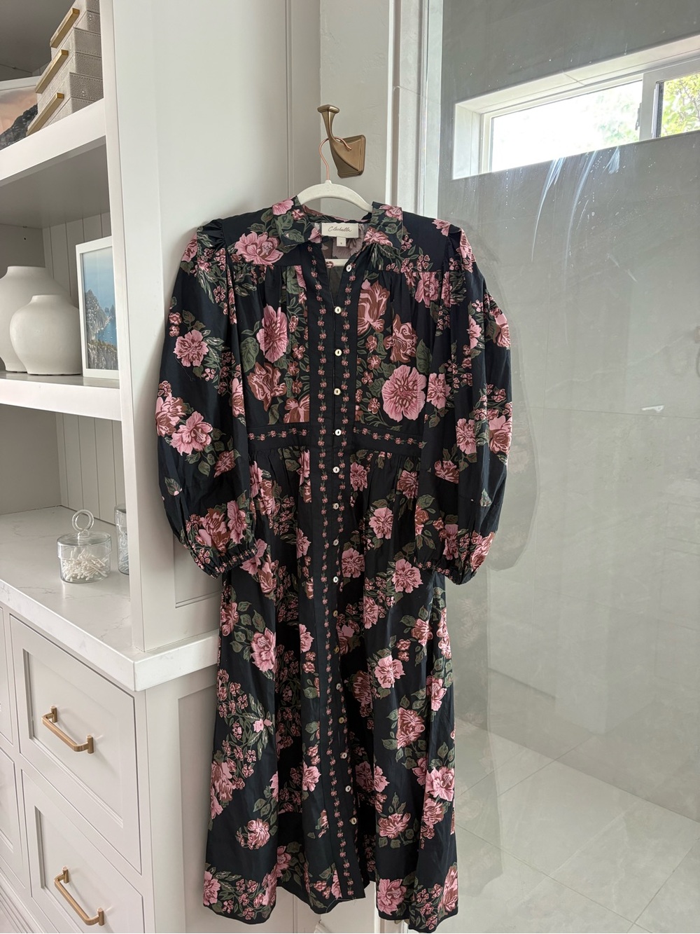 Cleobella Hand-Woodblock Printed Cotton Midi/Ankle Dress